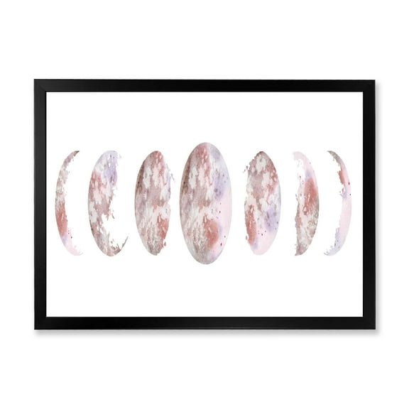 Designart 'Moon Phases On White' Modern Framed Art Print
