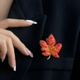 thumbnail image 3 of Eosunjian Women Brooch Maple Leaf Shape Rhinestone Anti-slip Wear-resistant Suit Coat Collar Hat Scarf Decoration Clothes Pin Prom Party Garment Jewelry Green, 3 of 13
