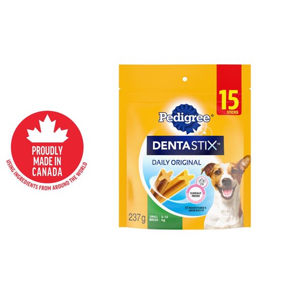 PEDIGREE DENTASTIX Oral Care Small Breed Dog Treats Original, 15 Sticks 237g Pouch