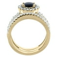 thumbnail image 2 of 10K Yellow Gold Natural Black Onyx 3-Piece Bridal Ring Set Round 6mm Halo Diamond, size 10, 2 of 4