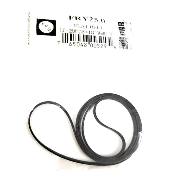 FRY25.0, Black Rubber Belt, for Turntable and Tape Player Replacement, PRB/EVG (1PC) I.C=25.0", C/S=.144", Wall=.033"