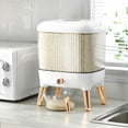 thumbnail image 3 of stanreset Rice Bucket Dispenser Kitchen Food Sealed Transparent 10kg Storage Container Mould-proof Plastic Household Box Gold plated/10kg, 3 of 6
