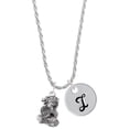 thumbnail image 1 of Delight Jewelry Silvertone Dragon with AB Crystal Eyes & Clear Ball Silvertone Script Initial Disc - I - Charm Necklace, 20"+3", 1 of 4