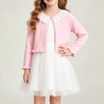 thumbnail image 5 of Pink Girls Cotton Cardigan Sweater - Lace Collar Cropped Open Front Knit Bolero for 2-14 Years,Size 4-5 T, 5 of 8