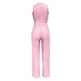 thumbnail image 4 of Fashion Jumpsuit for Women Sequin Sparkly Crewneck High Waist Jumper Slimming Glitter Evening Long Pant Clubwear, Pink, M, 4 of 5