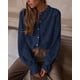 thumbnail image 4 of Blusa de Encaje para Mujer PRETTYGARDEN Manga Larga con Botones M Azul Marino, 4 of 8