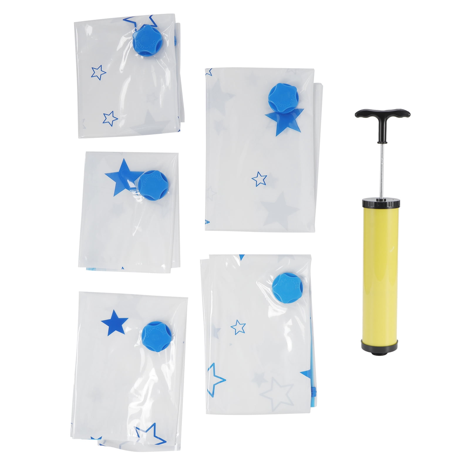 Suodoka 6-Piece Reusable Vacuum Storage Bag Set with Hand Pump for Quilt Clothes Blanket Bedding Space Saving