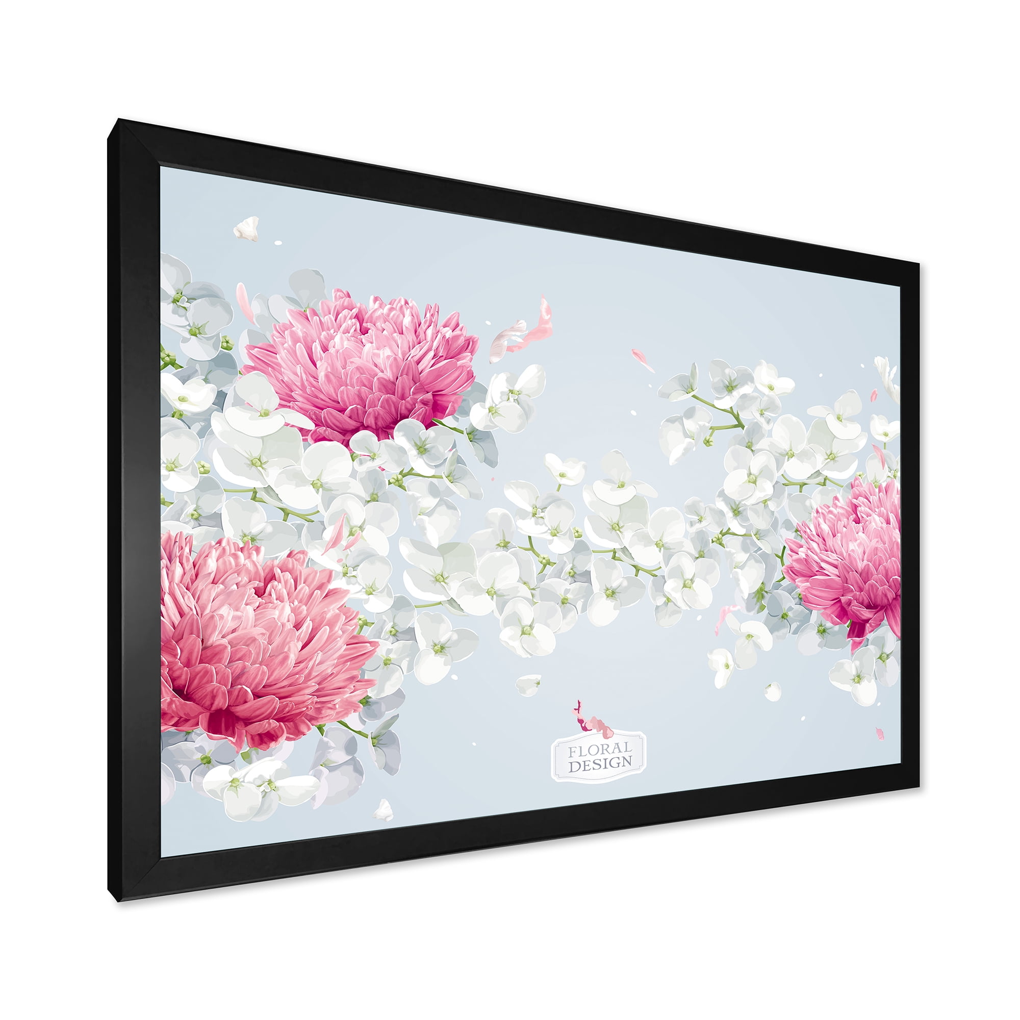 Designart 'Apple Blossom and Chrysanthemums' Traditional Framed Art Print