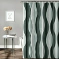 thumbnail image 2 of Creowell Dark Green Geometric Shower Curtain, Waterproof Design and Polyester, Quick-Drying, Green Fabric Shower Curtains Set for Bathroom, Machine Washable with Hooks 60x72, 2 of 7