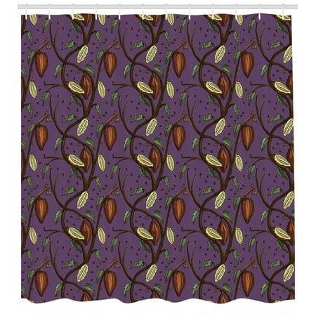 Cocoa Shower Curtain Cocoa Beans On Tree Branch With Leaf