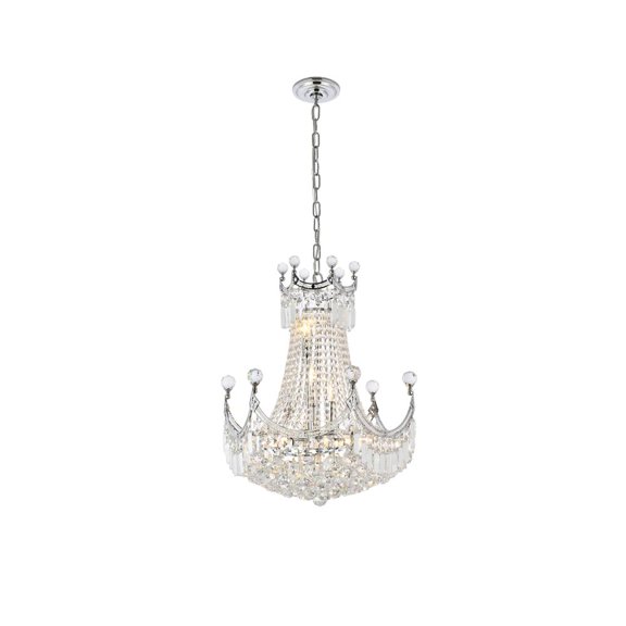 8949 Corona Collection Chandelier D:20in H:28in Lt:9 Chrome Finish (Royal Cut Crystals)