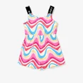 thumbnail image 2 of Barbie Toddler Girls Romper Tyedyed Colorful Pattern with Classic Logo Print Jumpsuit Sizes 3-10, 2 of 7
