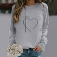 thumbnail image 2 of Fanxing Easter Shirts For Women Dressy Womens Easter Outfit Jesus Cross Easter Day 3/4 Sleeve Shirts Blouses 2025 Fashion Tees Tops Gray,L Female, 2 of 3