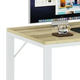 thumbnail image 5 of Dextrus L Shaped Desk with Power Outlets & LED Lights, Computer Desk with 3 Drawers and 3 Storage Shelves, White Office Desk Corner Desk for Home Office, White& Oak, 5 of 8