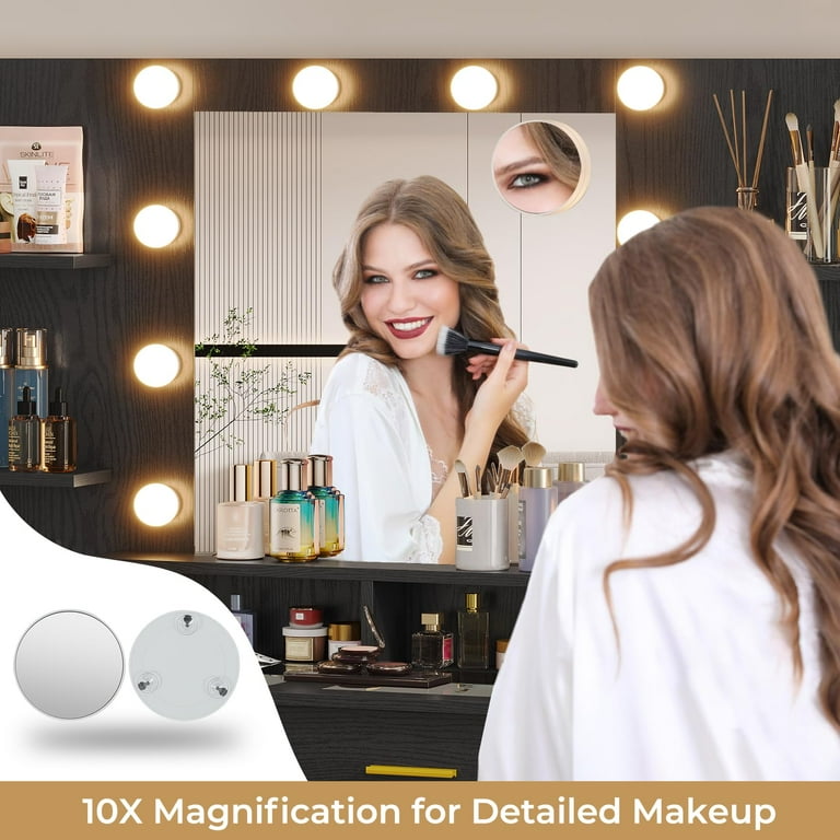 ♦️ドレッサー Amazon.com: Halitaa White Vanity Desk with LED Mirror,Makeup