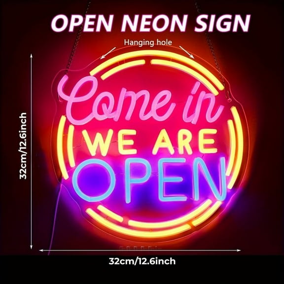 UPONRAY Come in We Are Open Neon Signs for Wall Decor, Open Neon Lights for Bedroom Business Signs, Neon Light Led for Man Cave Bar Pub Restaurant