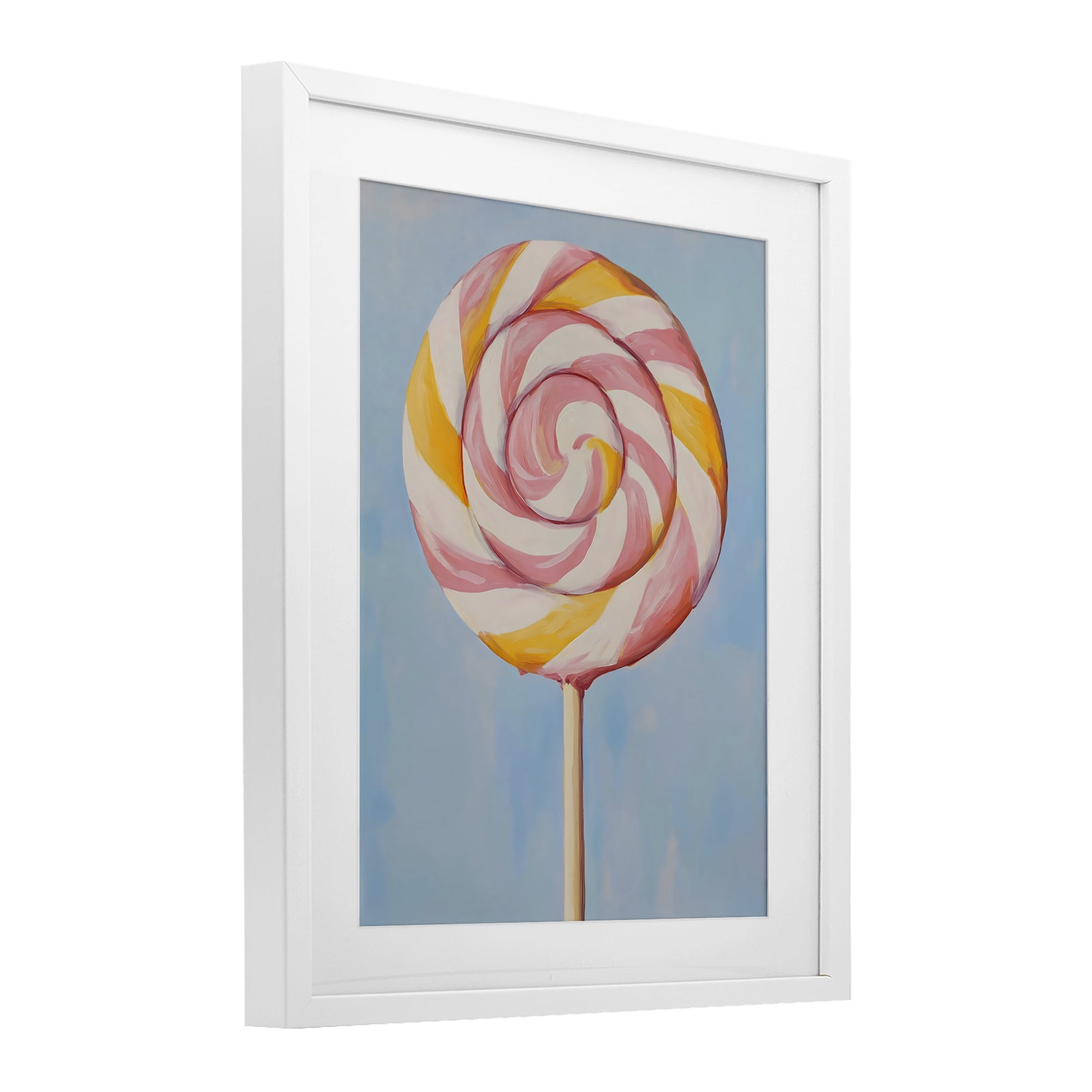 Stupell Industries Lollipop with Pink & Orange Swirl White Framed Print Under Glass, design by The Prints Vibe