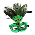 thumbnail image 3 of Plume de Mascarade avec Bande Élastique Plume de Paon pour Visage Vert, 3 of 9
