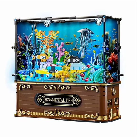 GZBricker Aquarium Clownfish Tank Building Set Compatible with Lego Fish Fishbowl Model Eco for Adults