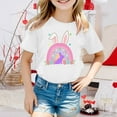 thumbnail image 2 of Girls Easter Shirts Size 7/8 Bunny Eggs Short Sleeve T Shirts Crew Neck Blouse Tops Everyday Girls Summer Tops T-Shirts White,3-4 Years, 2 of 4