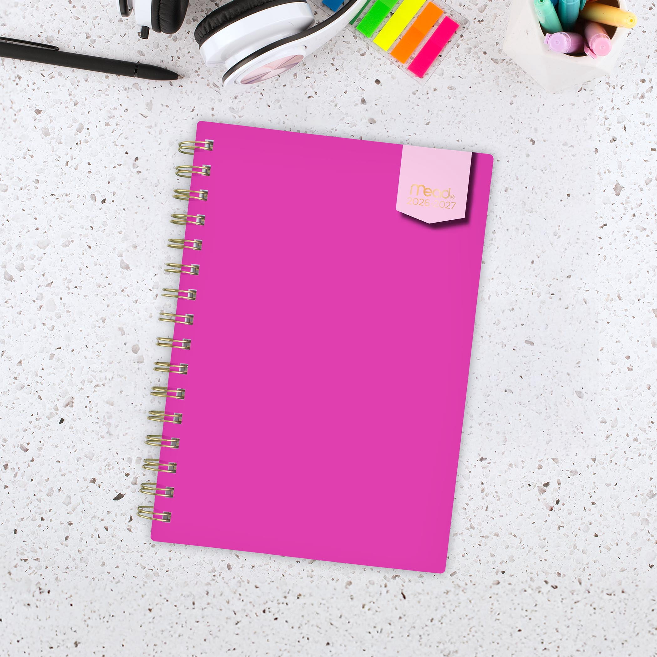 2026-2027 Mead Fuchsia 12-Month Small Weekly and Monthly Academic Year Planner