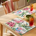 thumbnail image 4 of Pink Flamingos Placemats Set of 6 Summer Palm Leaf Tropical Botanical Place Mats Indoor Wipeable Table Mats Washable Cloth Dining Table Placemats for Kitchen Holiday Party Home Decor 13x19 Inch, 4 of 9