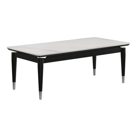Furniture of America Stallia Mid-Century Modern Sintered Stone Top Coffee Table, Black