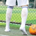 thumbnail image 3 of Summer Thin High Tube Professional Football Socks Towel Bottom Striped Socks White And Blue, 3 of 9