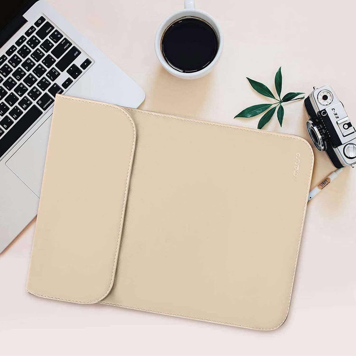 Mosiso Laptop Sleeve Case PU Leather Case Compatible With MacBook Air 13 inch M2 A2681 M1 A2337 A2179 A1932/Pro 13 M2 M1 A2338 A2251 A2289 A2159 A1989 A1706 A1708,Notebook Tablet Faux Suede Leather Ca