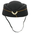 thumbnail image 1 of Gorra de azafata de vuelo para mujer, diseño ergonómico y cómodo, ideal para disfraces, cosplay y actuaciones en el escenario. Color negro., 1 of 7
