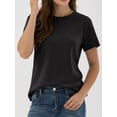 thumbnail image 3 of ANRABESS Summer T Shirts for Women, Round Neck Short Sleeve Tops for Women 2026 WrinkleFree Comfy Tshirt Basic Tee Casual Workout Tops Vacation Outfits Black XL, 3 of 11