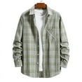 thumbnail image 2 of Men's Regular Fit Plaid Flannel Shirts Button Down Shirts Long Sleeve Cuffed Shirts  Lightweight Fall Jackets Mint Green XL, 2 of 5