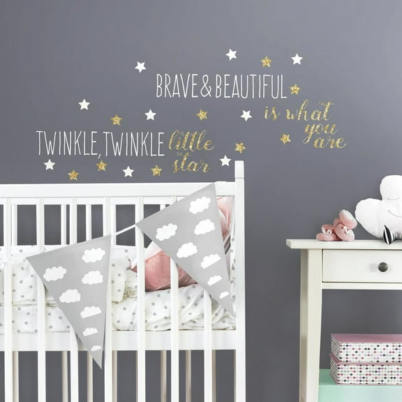 Twinkle Twinkle Little Star Wall Quote Decals with Glitter