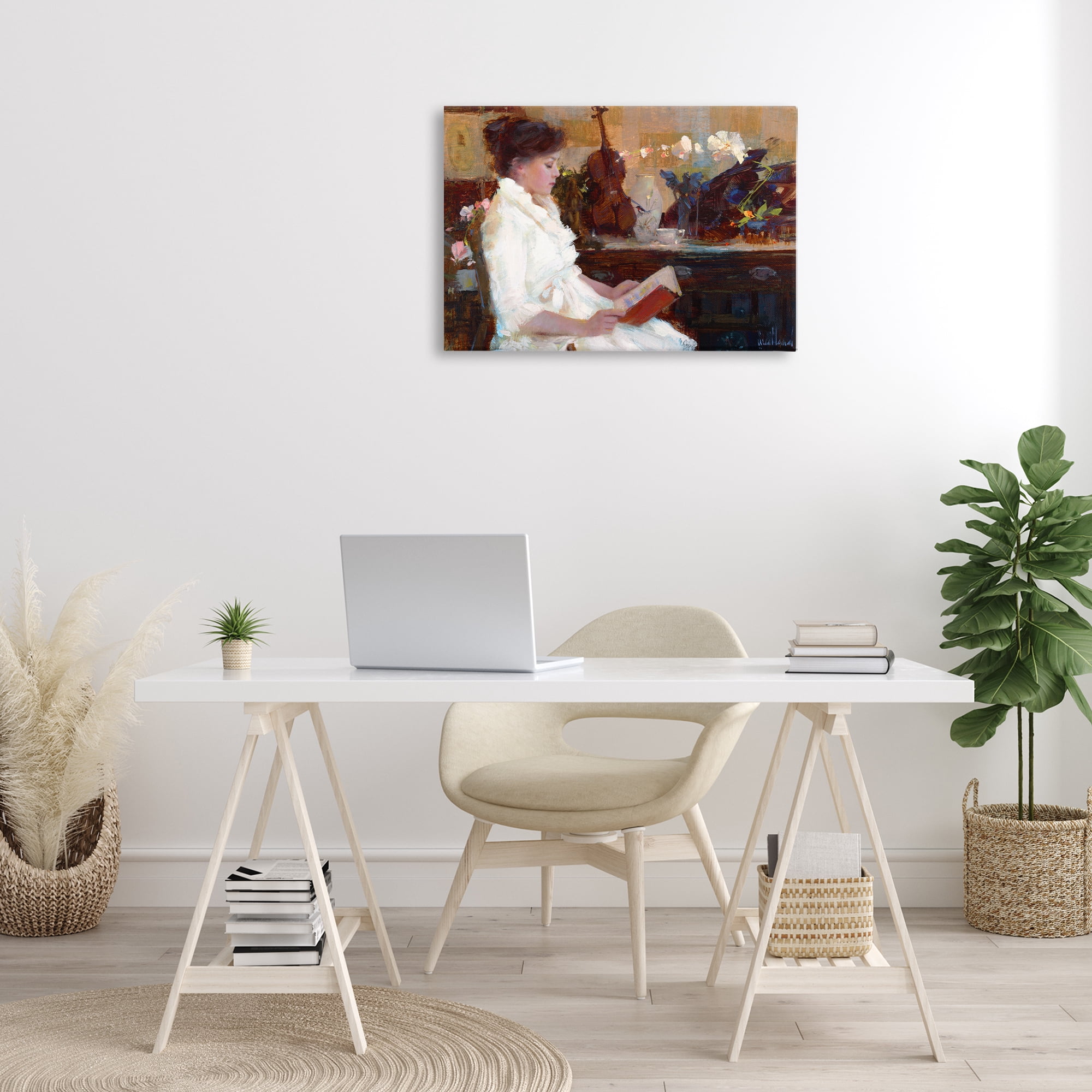 Stupell Industries Classic Girl Reading Novelty Painting Gallery Wrapped Canvas Art Print Wall Art, 30 x 20