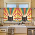 thumbnail image 2 of Yayeee Kitchen Curtains Tier Set of 2 Light Filtering 57"x36" Over Sink Window Panels, Colorful Black Cat, 2 of 7