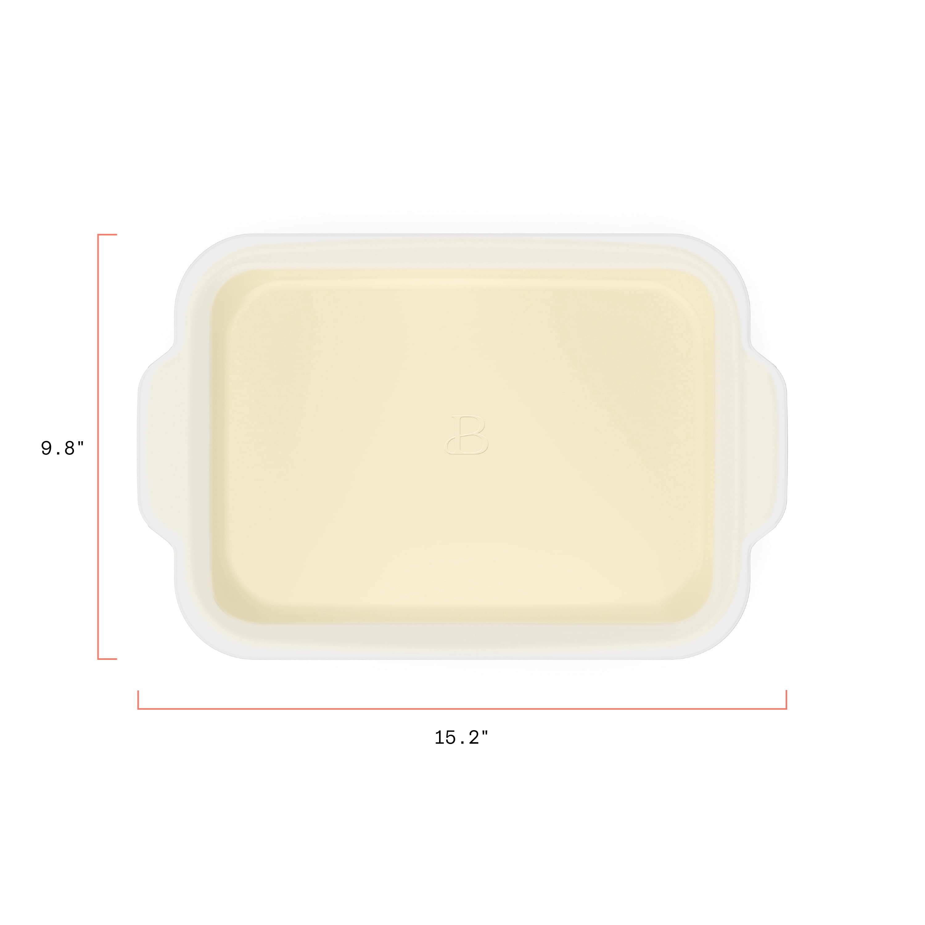 Beautiful by Drew Barrymore 9 in x 13 in Stoneware Baker with Plastic Lid, Buttercream