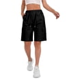 thumbnail image 2 of Bermuda Shorts for Women Knee Length Summer Casual Elastic High Waist Wide Straight Leg Loose Fit Cargo Shorts, 2 of 5