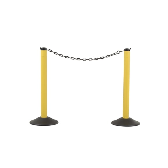 ChainBoss Yellow Stanchion with 10' of Black Plastic Chain- Weighted Base