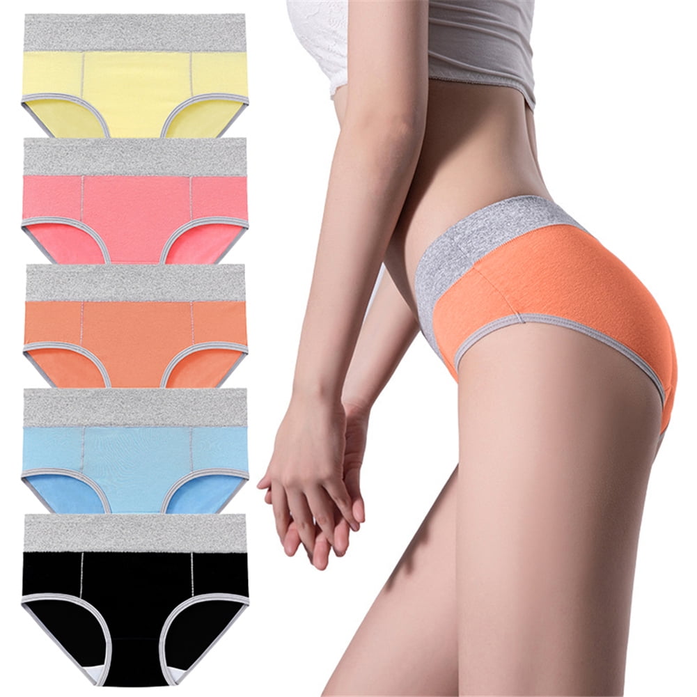 Spdoo Women's Cotton Stretch Underwear Ladies Mid-high Waisted Briefs Panties 5-Pack - Walmart.com