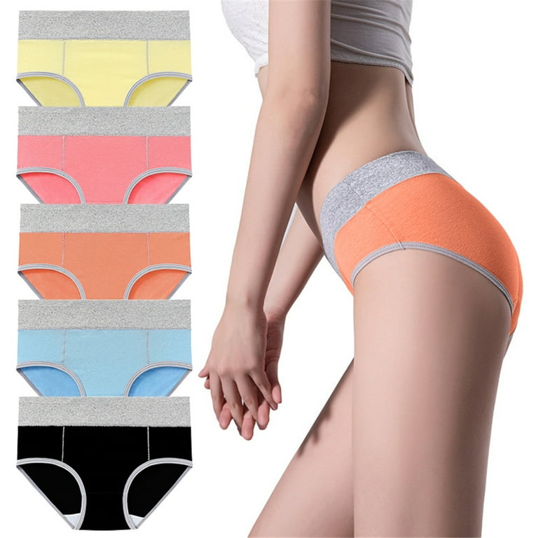 Spdoo Women's Cotton Stretch Underwear Ladies Mid-high Waisted Briefs  Panties 5-Pack 