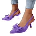 thumbnail image 4 of Wensltd High Heels for Womens Dressy Pointed Toe Slingbacks with Bow Detail Closed Toe Elegant Heels for Spring Summer Purple, 4 of 5