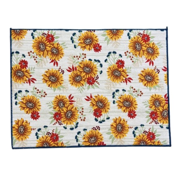Serafina Home Autumn Harvest Fall Sunflowers Dish Drying Mat: Compact for Counter