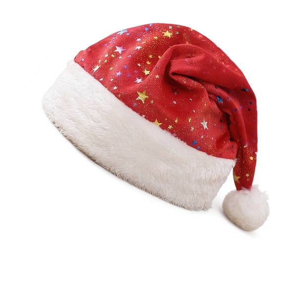 Red Santa Hat  With  Star Pattern for Christmas Party Decoration