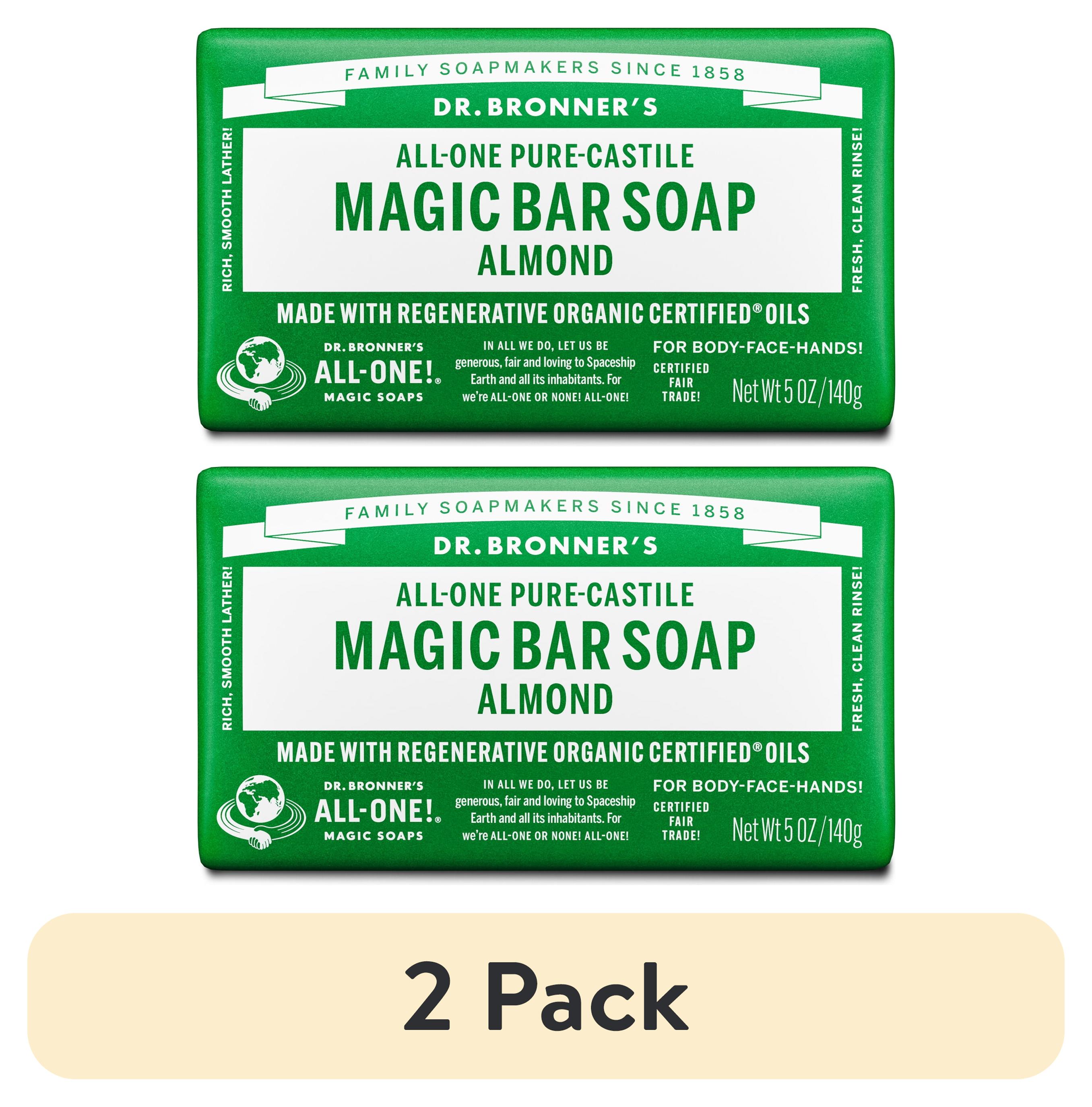 (2 pack) Dr. Bronner's Magic Bar Soap - Almond - Pure-Castile Soap - 5 oz - for face, body, hands