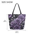 thumbnail image 5 of FORMRS Womens Canvas Tote Bag with Zipper Inner Pocket Shoulder Handbag, Purple Roses, 5 of 7