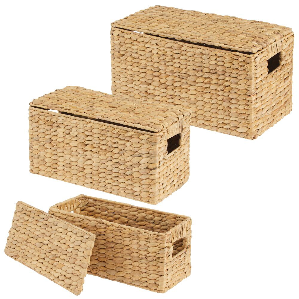 mDesign Woven Collapsible Home Storage Basket for Cube Furniture 