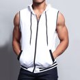 thumbnail image 2 of AIEOTT Mens Zip Up Hoodie Vest with Hood Plus Size Sleeveless Vest Solid Color Casual Jacket Lightweight Hoodie Vest with Pockets, 2 of 6