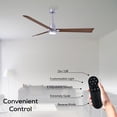 thumbnail image 3 of Matthews Fan Company AKLK-BN-WN-72 Alessandra 72” Brushed Nickel Ceiling Fan with 3 Walnut Blades, Integrated LED Light Kit, Remote Control, Indoor/Outdoor Wet Rated, 3 of 6