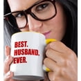 thumbnail image 2 of 3drose, Red Best Husband Ever - Bold Text Married Bliss Fun Gifts for Him, 15oz Two-tone Yellow Mug, 2 of 6