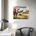 thumbnail image 4 of PIKWEEK Farmhouse Country Landscape Wall Art Watercolor Barn Truck Pictures Kitchen Red Decor Highland Cow Farm Animals Canvas Painting Rustic Western Artwork for Living Room Cabin 16*12inch/20*16inch, 4 of 6